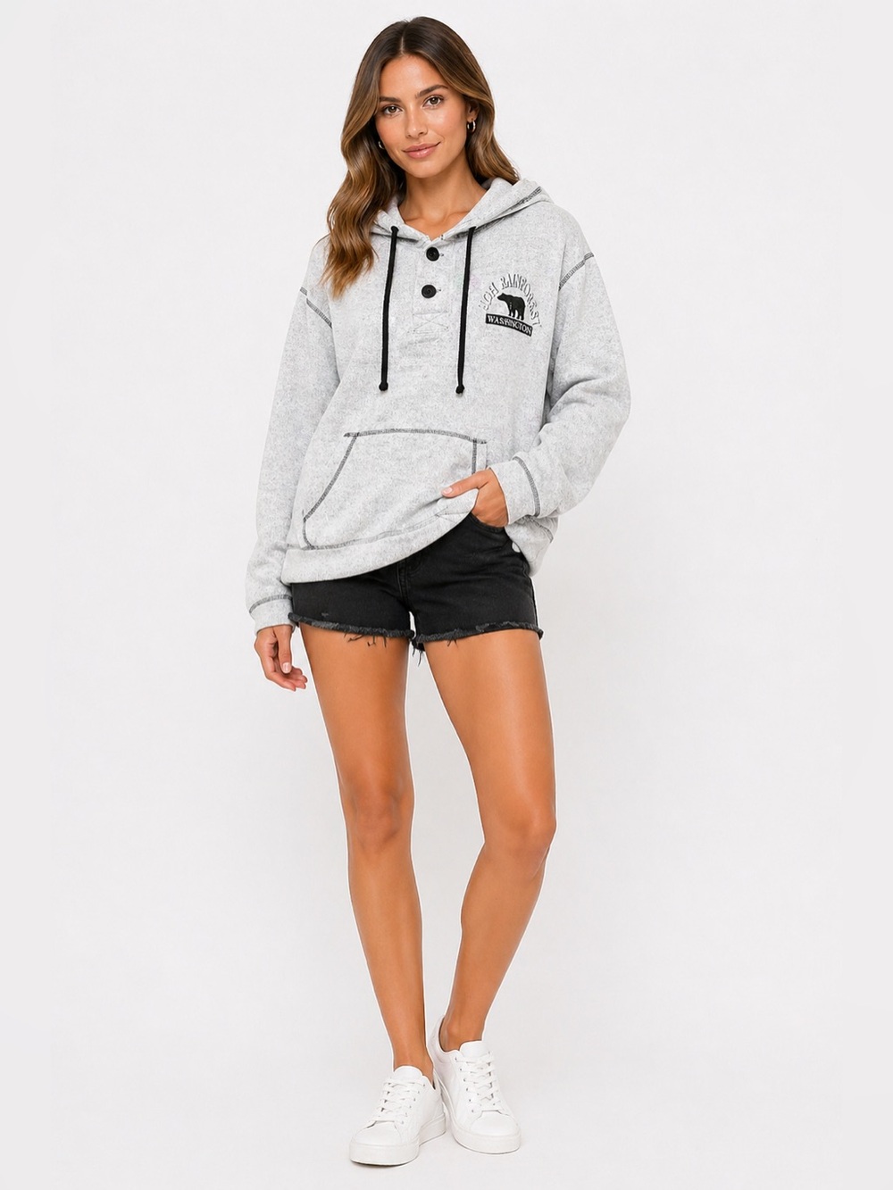Avalon Light Gray Hooded Pullover - HOH Rainforest / Washington